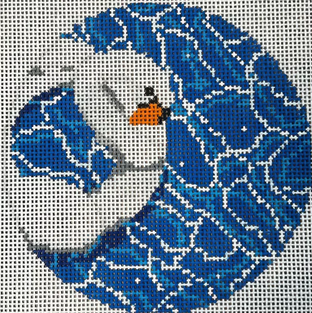 Needlepoint Handpainted Gingham Stitchery Swan Float 4"