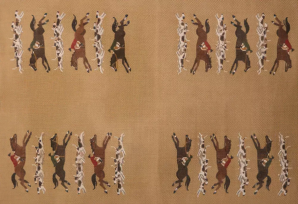 Needlepoint Handpainted Liz Goodrick Dillon Backgammon Hunt Scene