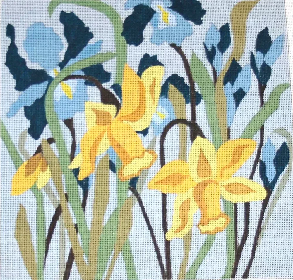 Needlepoint Handpainted Melissa Prince Irises 12x12