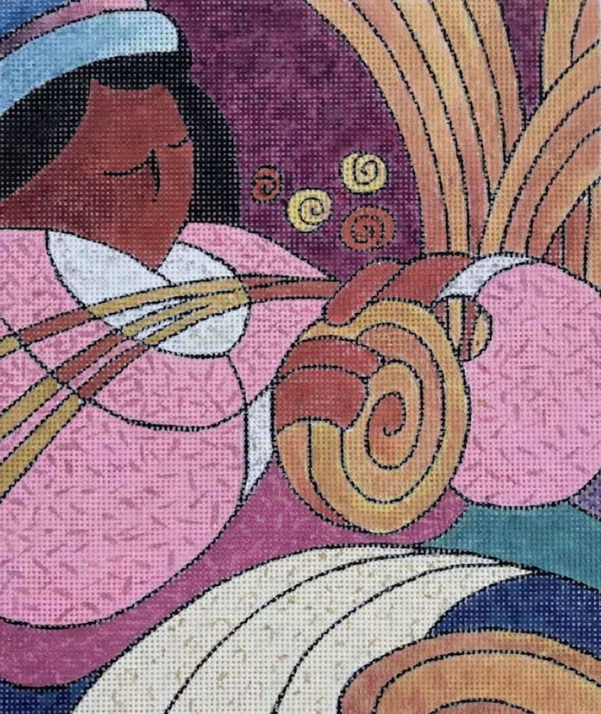 Needlepoint Handpainted Purple Palm Idell 8x10