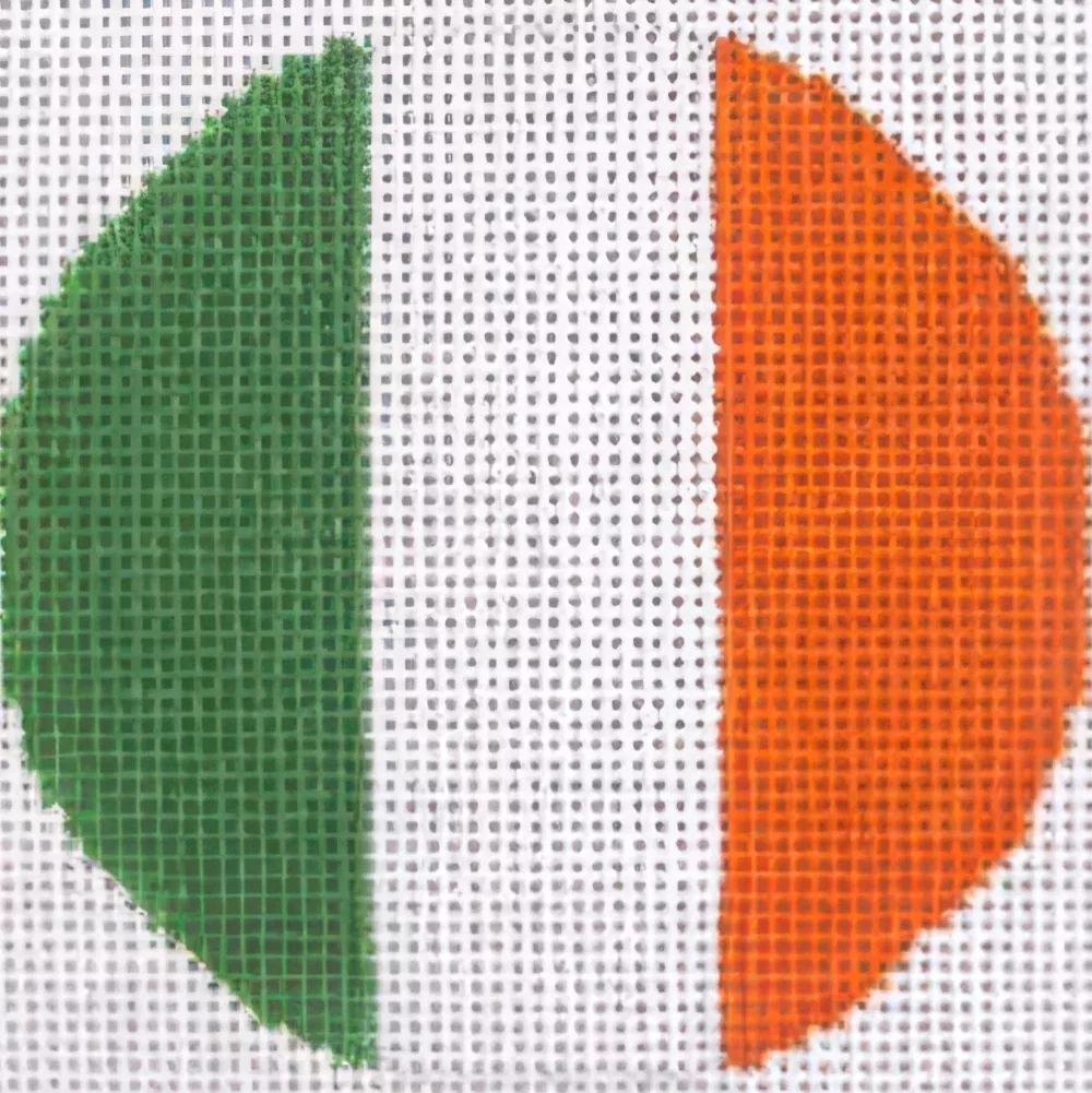 Needlepoint Handpainted Tina Griffin Ireland Flag Luggage Tag Insert 3"
