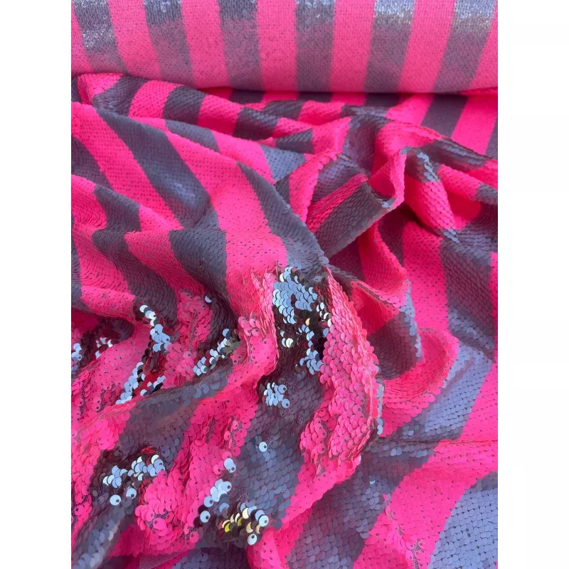 NENA 014 mesh sequins pink fluo stripes