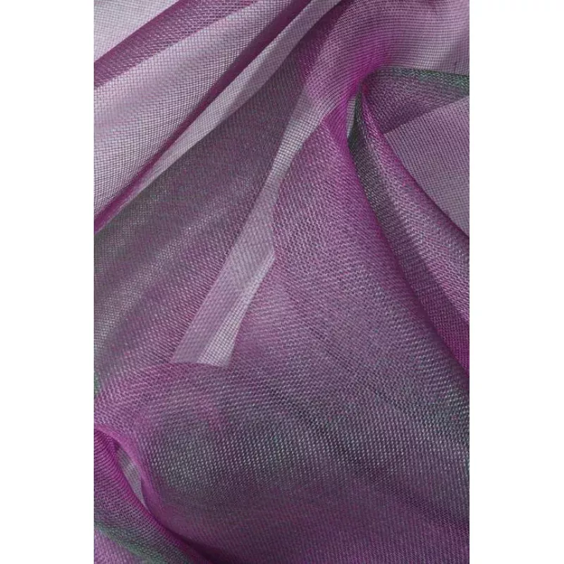 Neon Green Purple Silk Organza Fabric