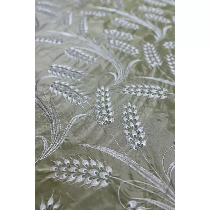 Nile/Multicolor Embroidered METF-031/1 Silk Taffeta