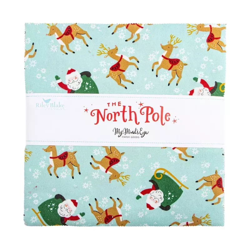 The North Pole – Quiliting Flannel Fabric – 10″ Stacker