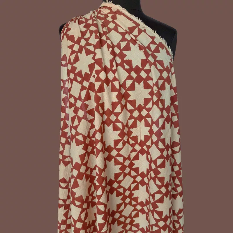 North Star in Rust – Mud Resist Print on Organic Cotton