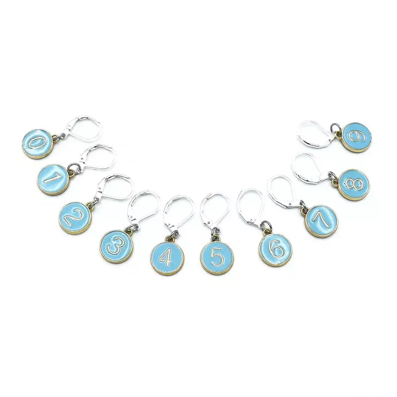 Number Charm Locking Stitch Markers -10pc