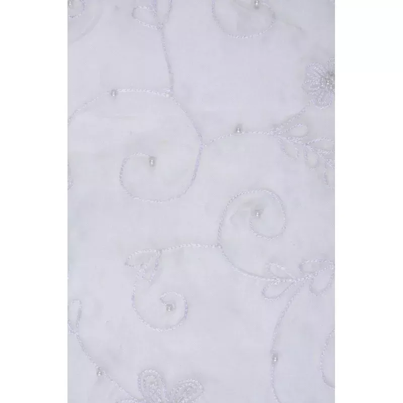 Off White Embroidered Organza Silk 133 Fabric