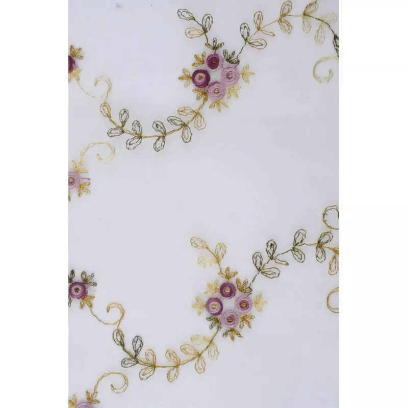 Off White Embroidered Organza Silk 172 Fabric