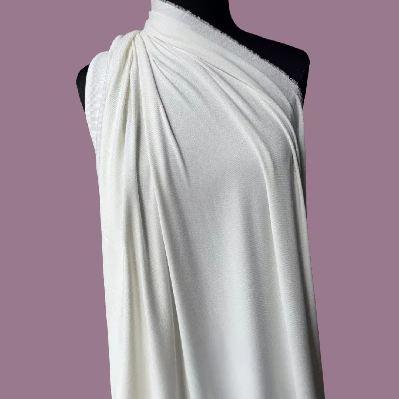 Off White Rayon Spandex Micro Rib – Deadstock