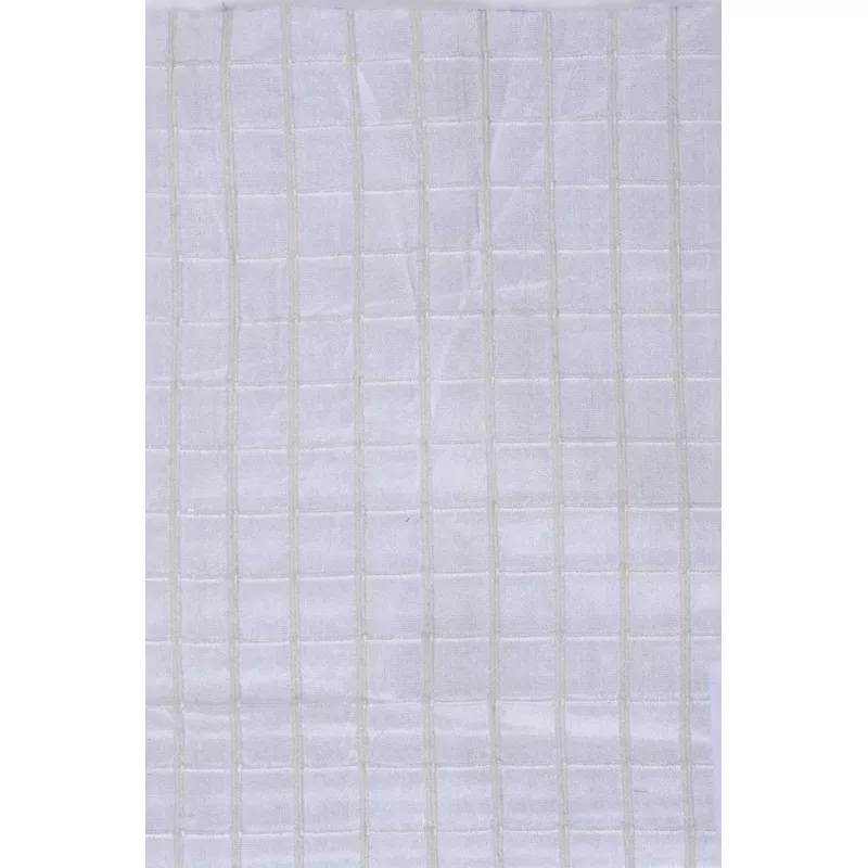 Off White Silk Shantung Windowpane 44″ Fabric
