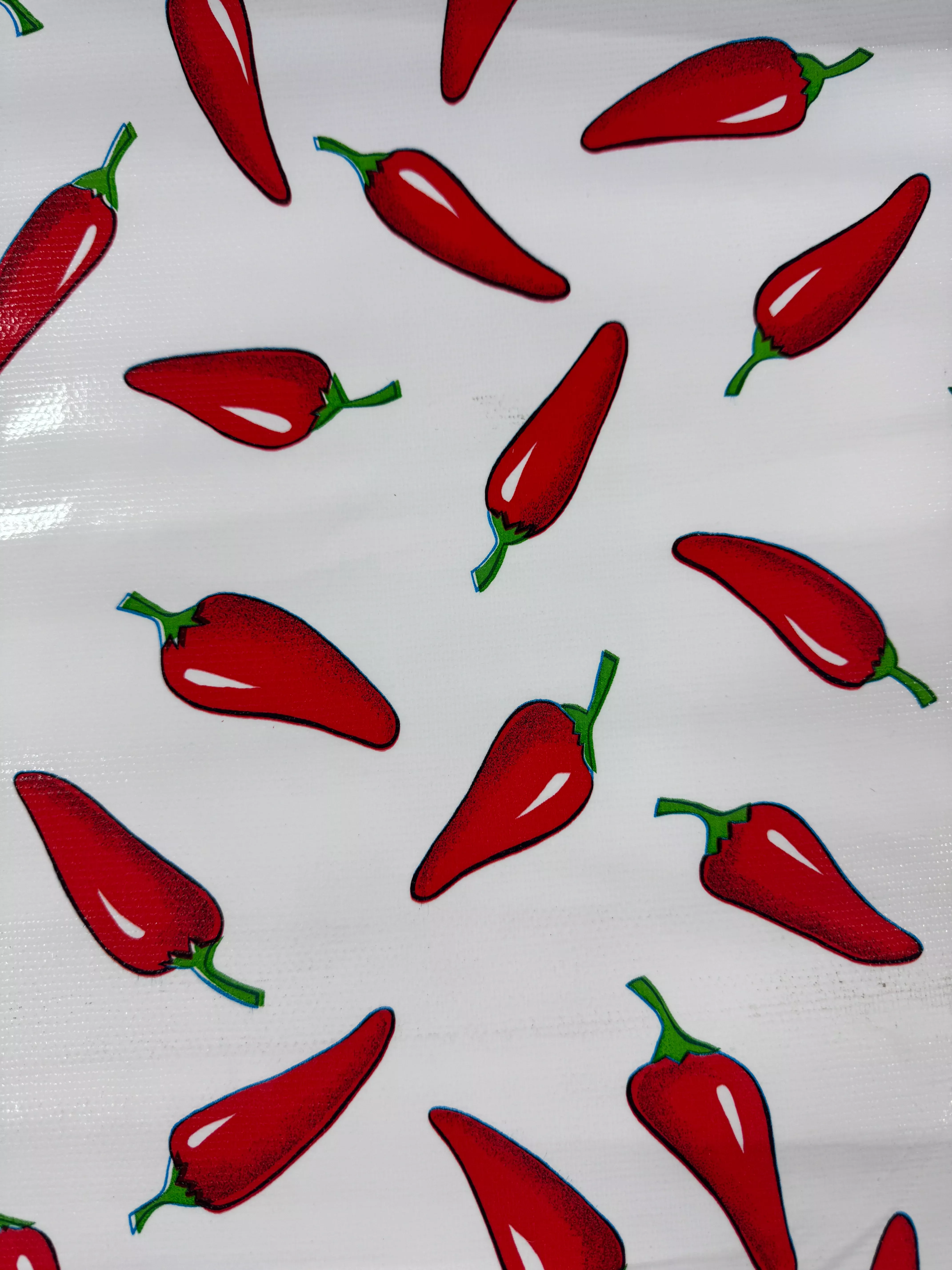 Oilcloth - Chilis - Red on White