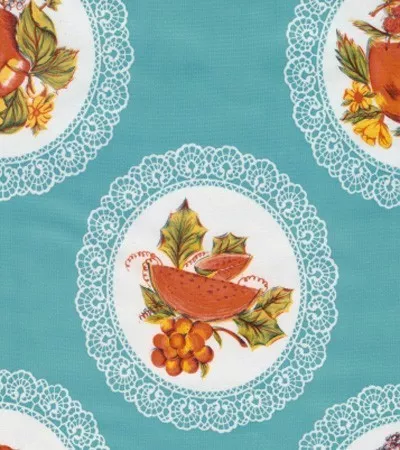 Oilcloth - Doiley with Fruit Light Blue
