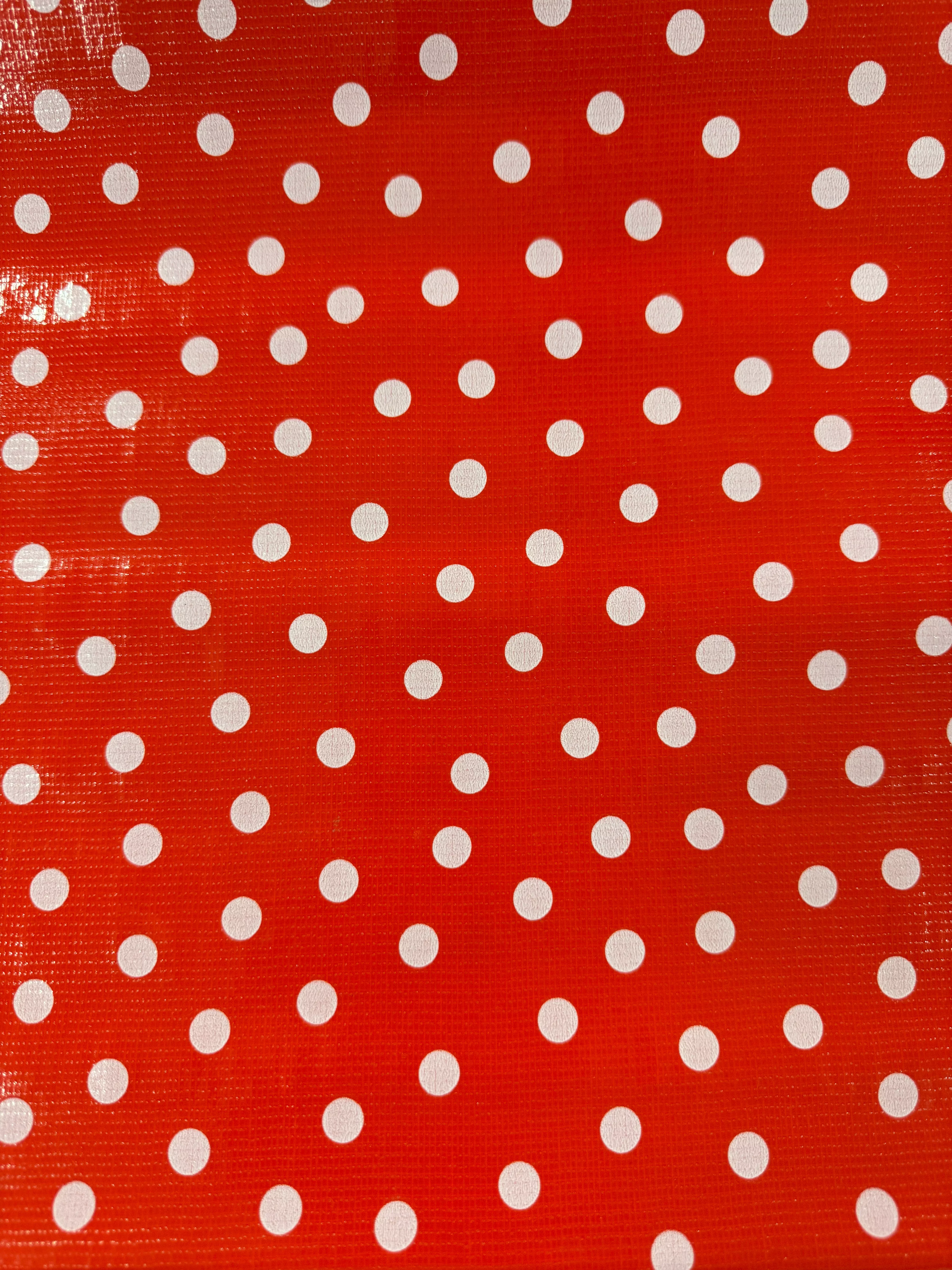 Oilcloth - Polkadots - White on Red