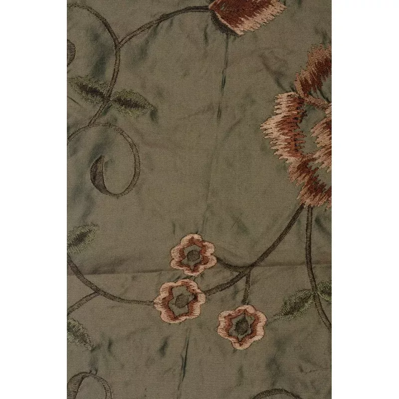 Olive Branch Embroidered Taffeta Silk 500 Fabric