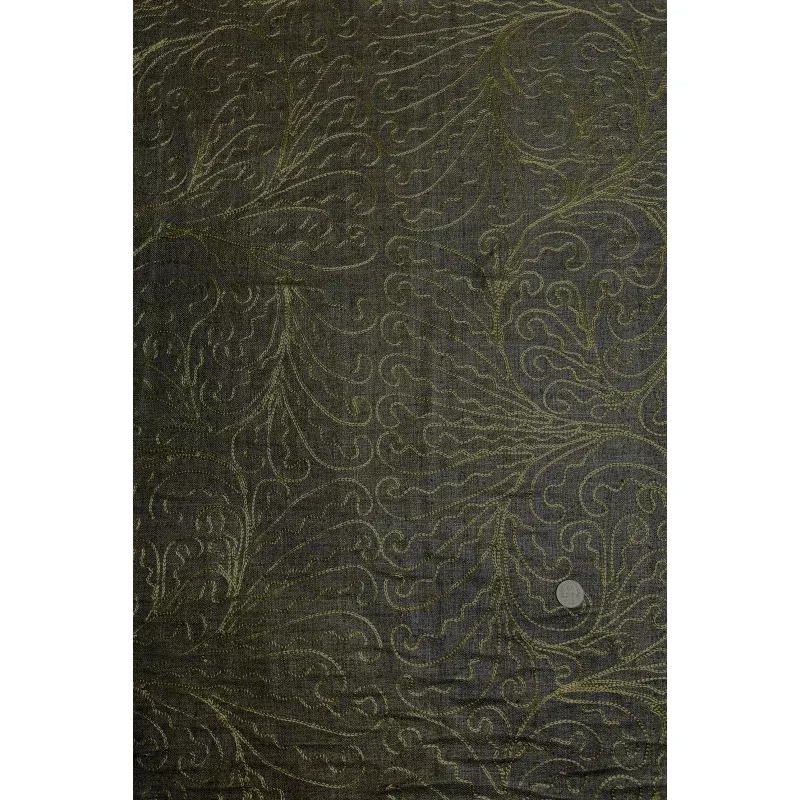 Olive Green Embroidered Silk Linen MEMT-026-14