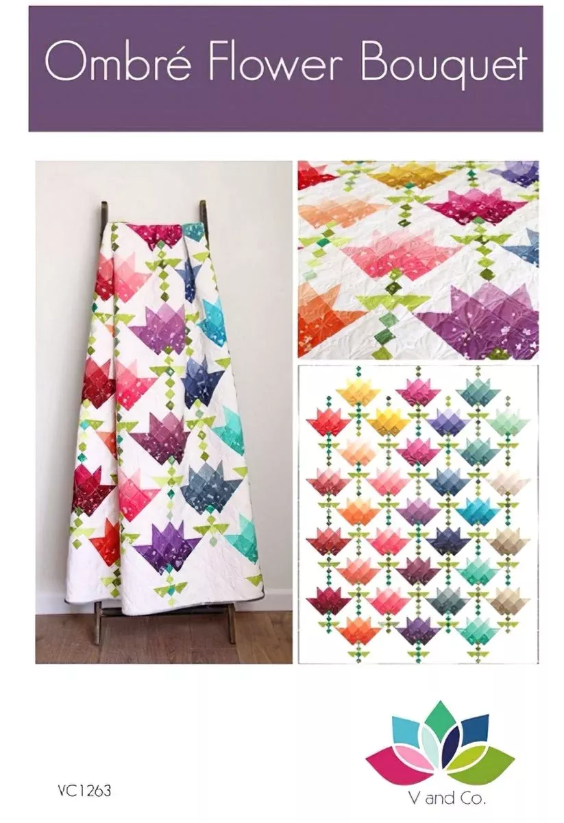 Ombre Flower Bouquet Quilt Pattern by V and Co