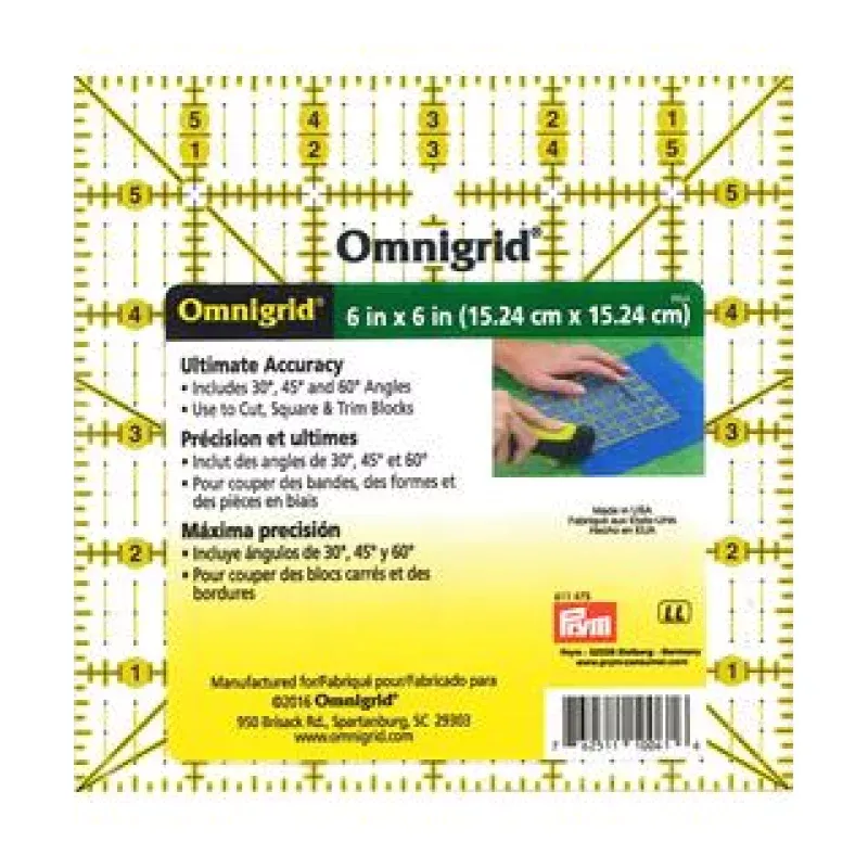 Omnigrid Ruler with Angles 6×6″