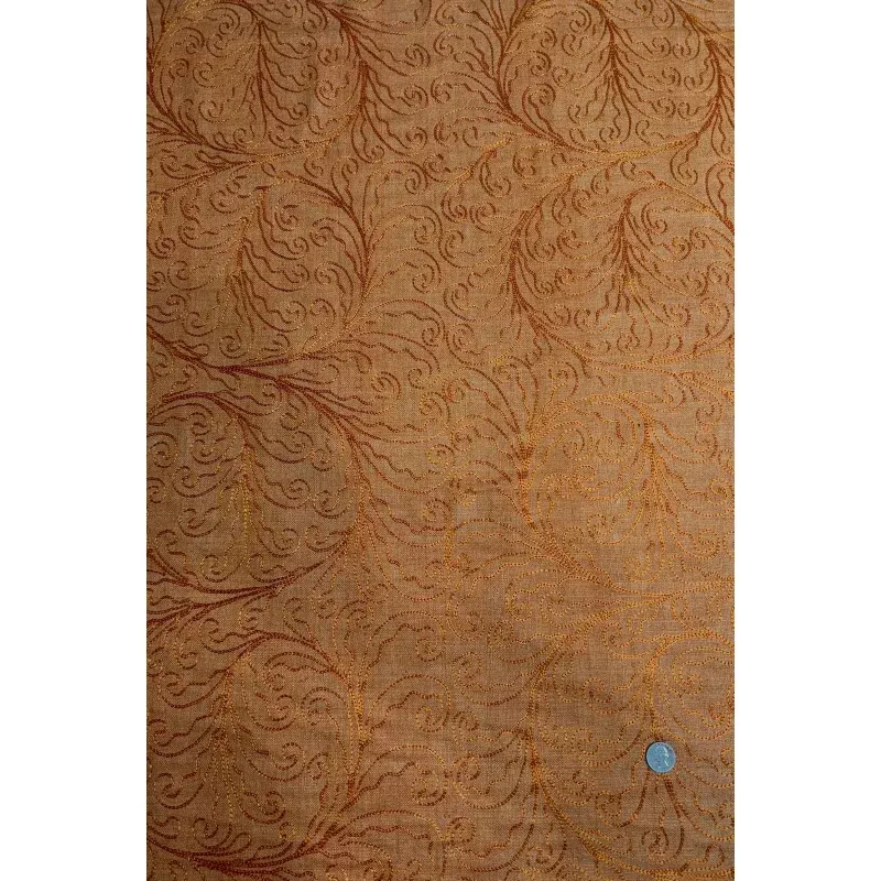 Orange Embroidered Silk Linen MEMT-026-18