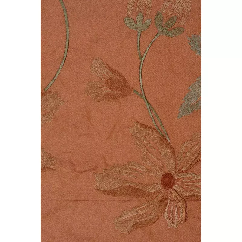Orange Embroidered Taffeta Silk 503 Fabric