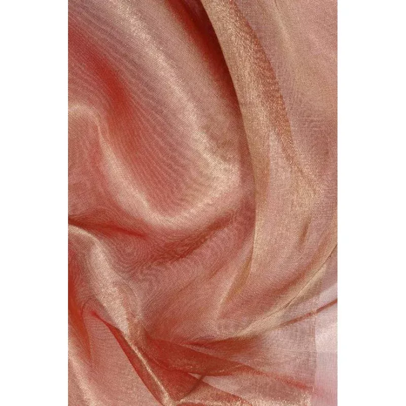 Orange Gold Metallic Organza Fabric
