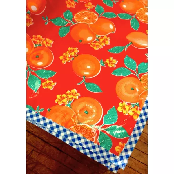 Oranges Red Oilcloth Tablecloths