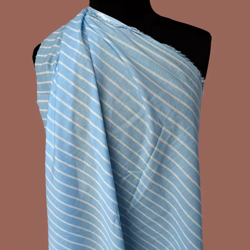 Pale Blue Pin Stripe – Screen Print Cotton