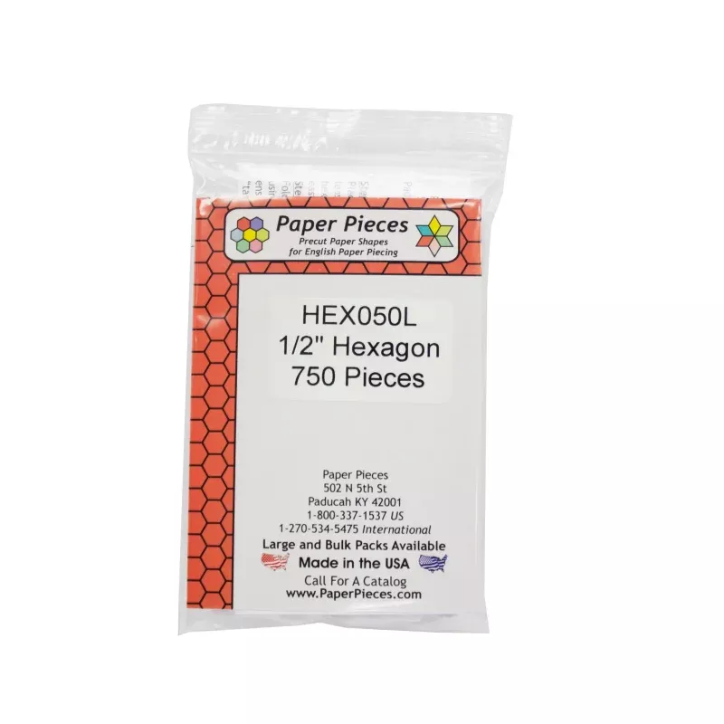 Paper Piece Hexagon Pack 1 /2in 750pc