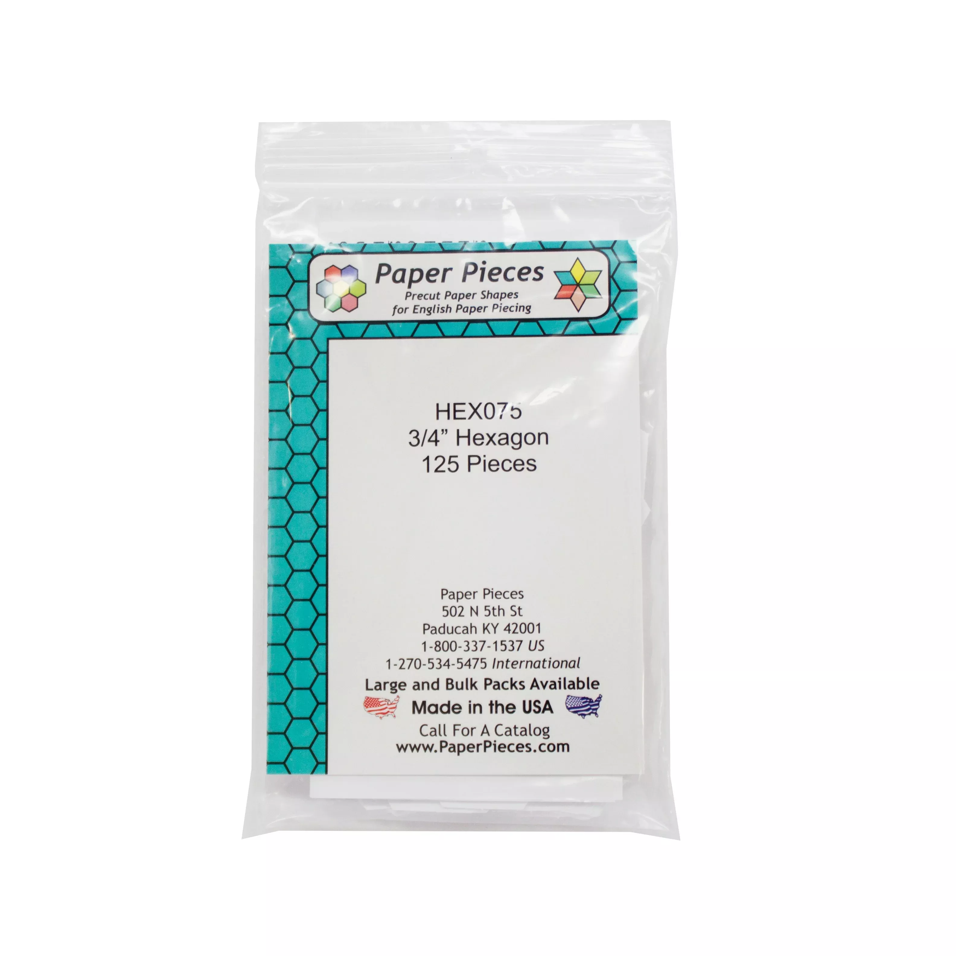 Paper Piece Hexagon Pack 3 /4in 125pc