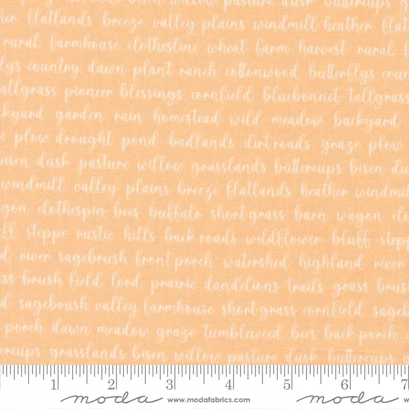 Pastel Prairie Apricot Words Yardage by Heather Briggs for Moda Fabrics