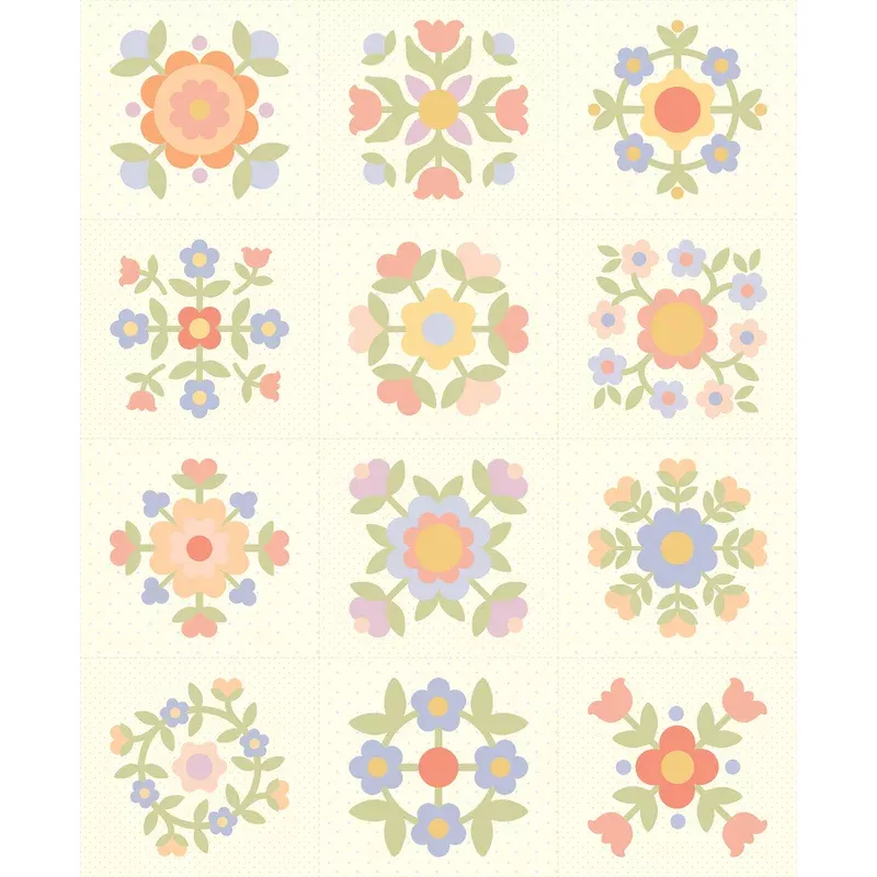 Pastel Prairie Porcelain Panel by Heather Briggs for Moda Fabrics