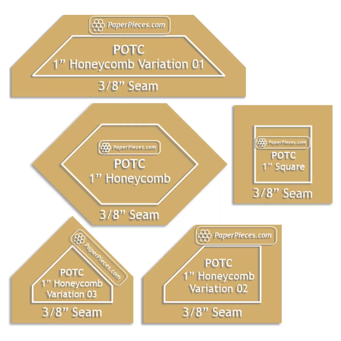 Patchwork Collection: 5 Piece Template Set wtih 3 /8in Seams