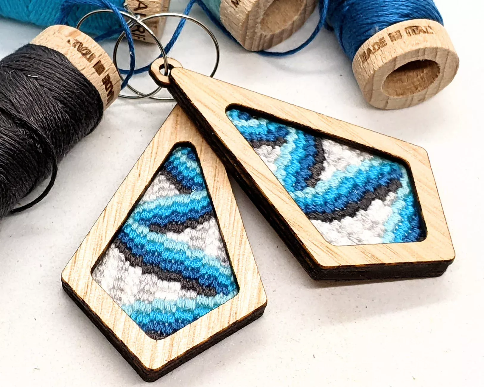 Pathways Bargello Earrings Eucalypt