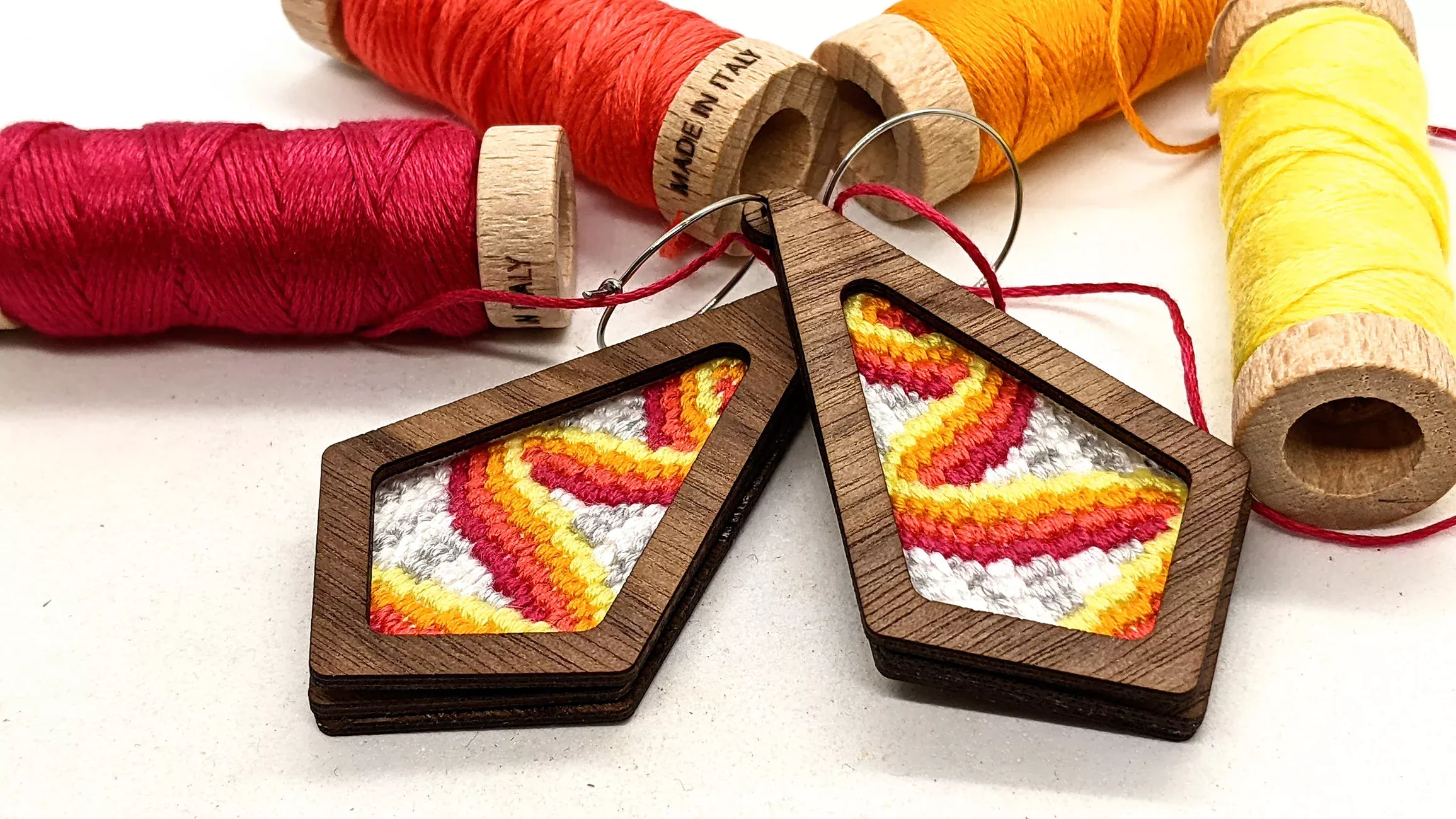 Pathways Bargello Earrings Walnut