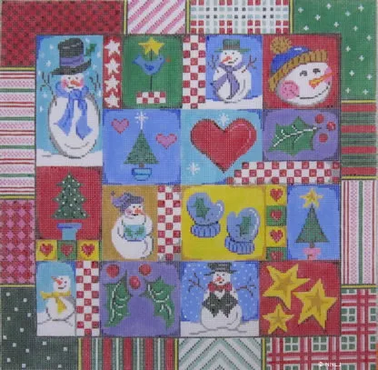 Patti Mann – Christmas Patchwork Square w/ Snowmen