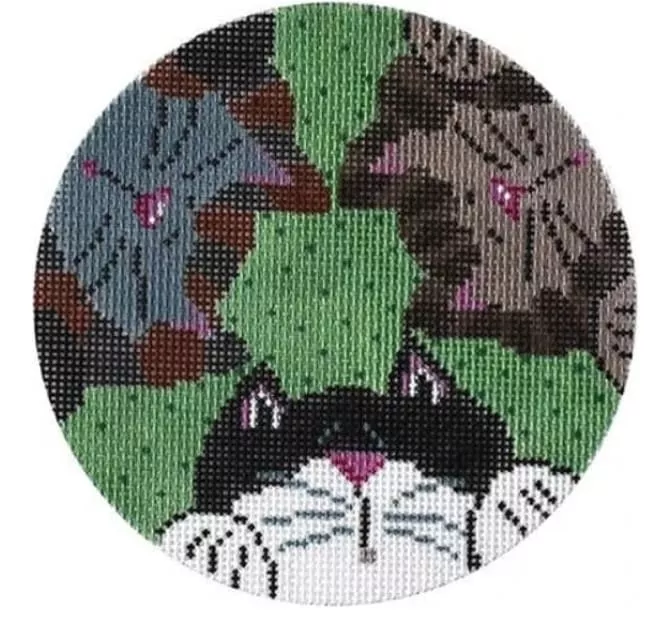 Patti Mann Needlepoint – 3 Kitties Ornament
