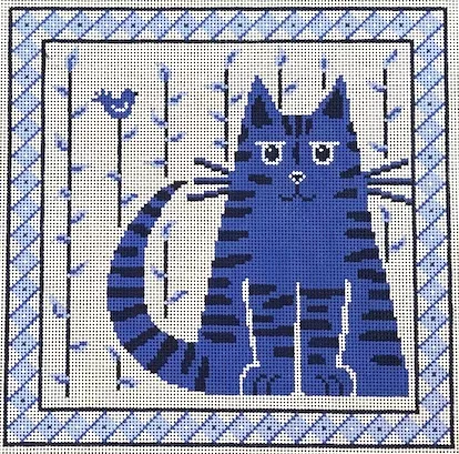 Patti Mann Needlepoint – Blue & White Cat