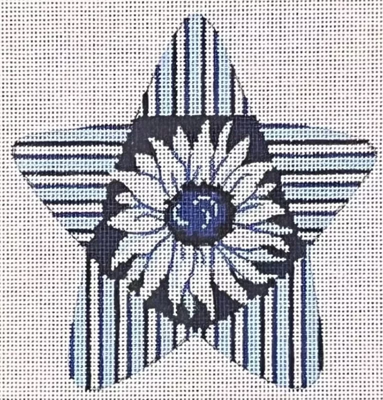 Patti Mann Needlepoint – Blue White Star Sunflower Center