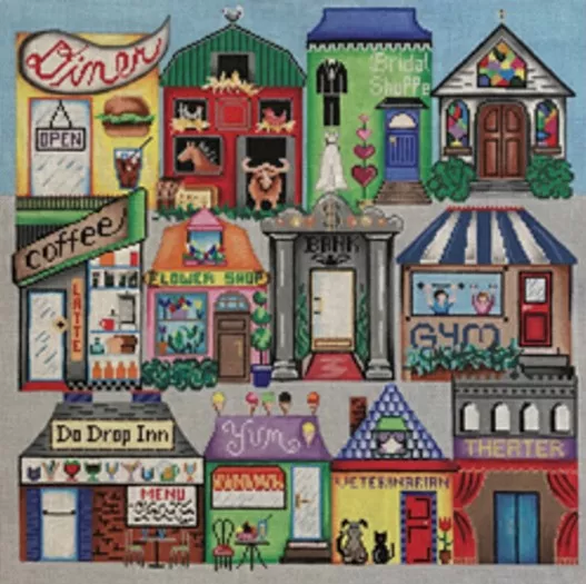 Patti Mann Needlepoint – Building Collage