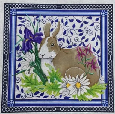 Patti Mann Needlepoint – Bunny in Flower Garden