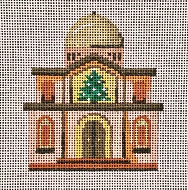 Patti Mann Needlepoint – Christmas Domed Building Ornament