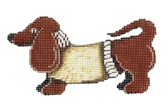 Patti Mann Needlepoint – Dachshund Beige Turtleneck Sweater