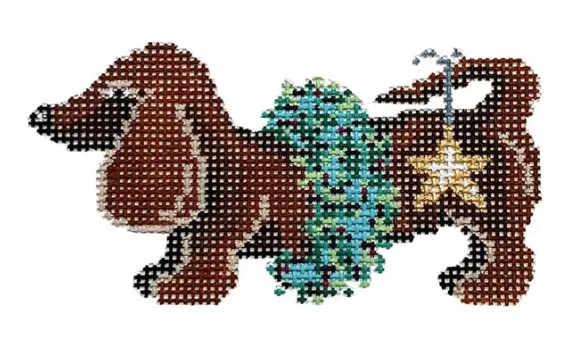 Patti Mann Needlepoint – Dachshund Christmas Wreath