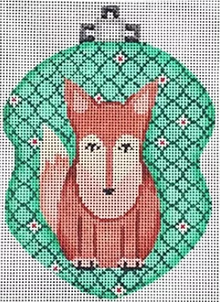 Patti Mann Needlepoint – Fox on Green Ornament