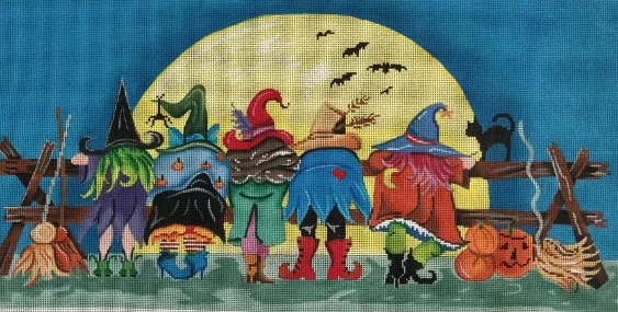 Patti Mann Needlepoint – Halloween Witches and Moon