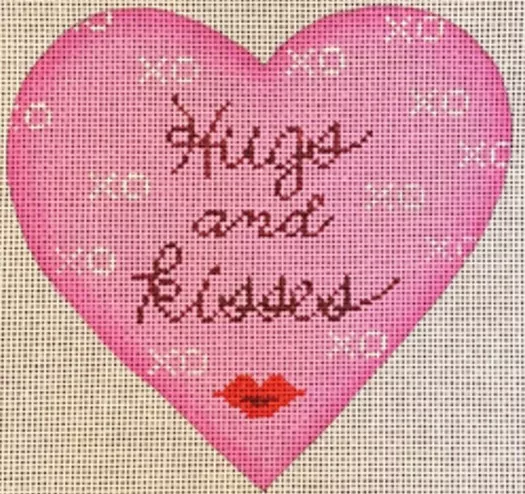 Patti Mann Needlepoint – Hugs and Kisses Heart Ornament