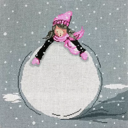 Patti Mann Needlepoint – Little Girl & Huge Snowball
