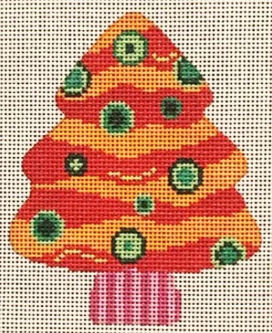 Patti Mann Needlepoint – Orange and Red Swirl Ornament