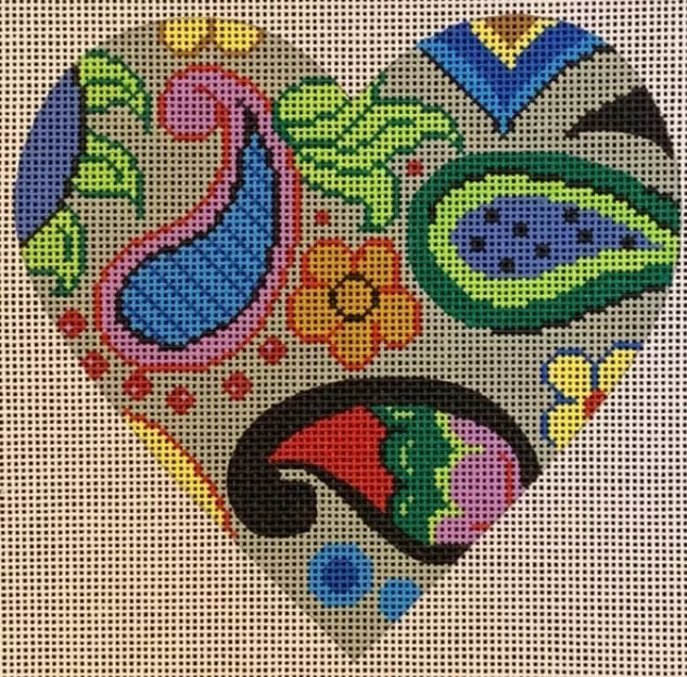 Patti Mann Needlepoint – Paisley Heart Ornament