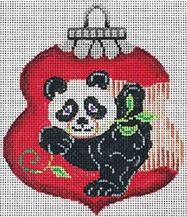 Patti Mann Needlepoint – Panda on Red Ornament